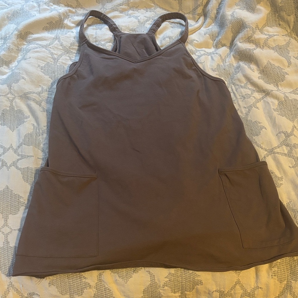 Source Unknown Brown Mini athletic Dress with shorts underneath and built in bra